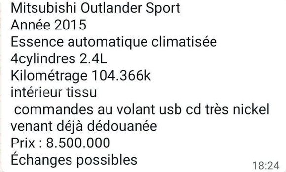 Buy Used Mitsubishi Outlander White Car in Dakar in Dakar Buy Used Mitsubishi Outlander White Car in Dakar in Dakar