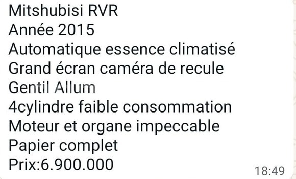 Acheter Occasion Voiture Mitsubishi RVR Blanc à Dakar, Dakar Acheter Occasion Voiture Mitsubishi RVR Blanc à Dakar, Dakar