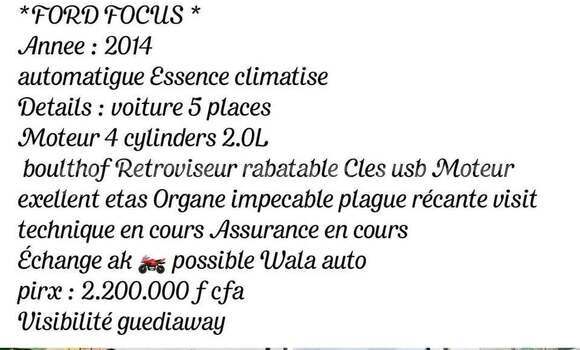 Acheter Occasion Voiture Ford Focus Noir à Dakar, Dakar Acheter Occasion Voiture Ford Focus Noir à Dakar, Dakar